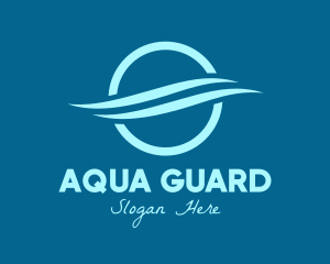 Blue Round Aquatic Wave logo design