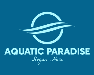 Blue Round Aquatic Wave logo design