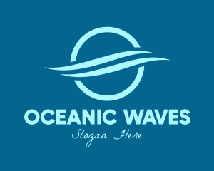 Blue Round Aquatic Wave logo design