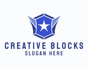 Geometric Gem Star Crest logo design