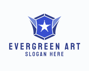 Geometric Gem Star Crest logo design