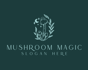 Night Moon Mushroom logo design