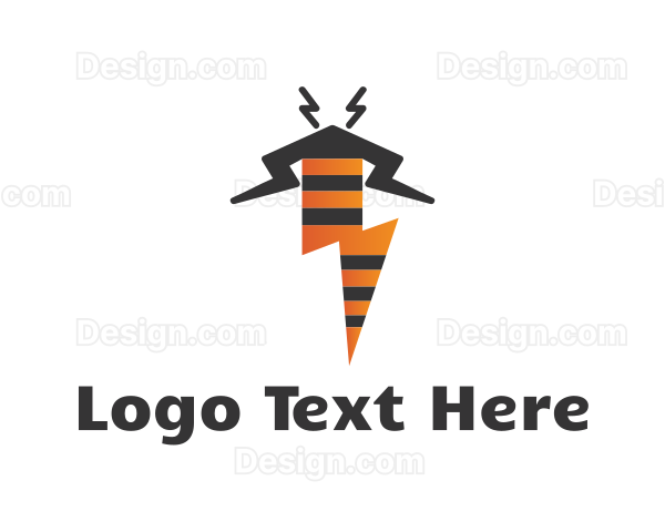 Electric Thunder Bolt Bee Logo