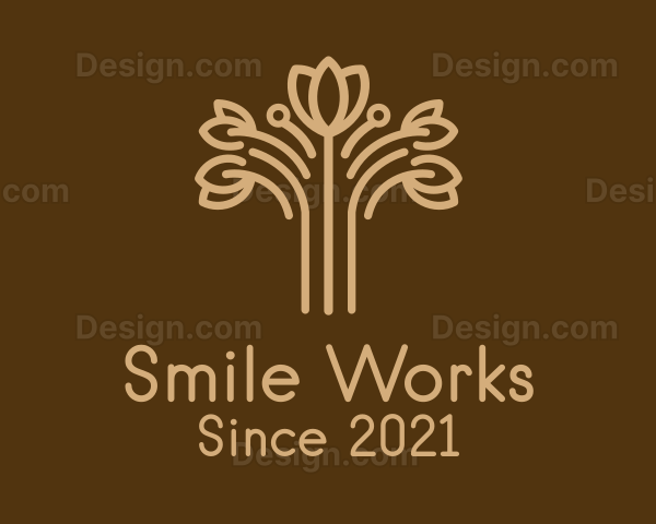 Brown Flower Outline Logo