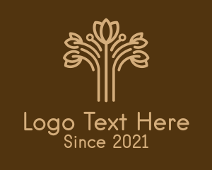 Brown Flower Outline  logo