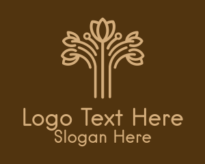 Brown Flower Outline  Logo