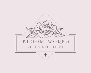 Peony Floral Bloom logo design