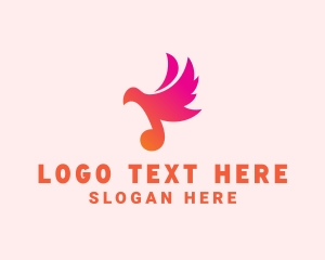 Gradient Musical Note Bird logo