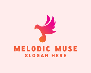 Gradient Musical Note Bird logo design