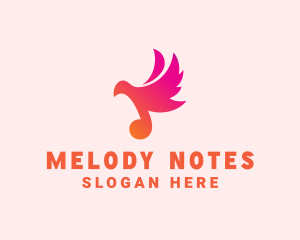 Gradient Musical Note Bird logo design