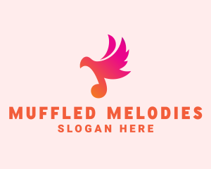 Gradient Musical Note Bird logo design