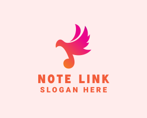 Gradient Musical Note Bird logo design