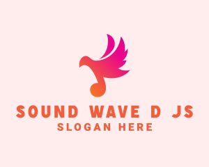 Gradient Musical Note Bird logo design