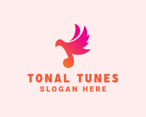 Gradient Musical Note Bird logo