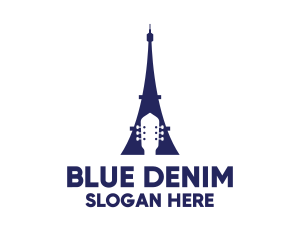 Blue Eiffel Guitar logo design