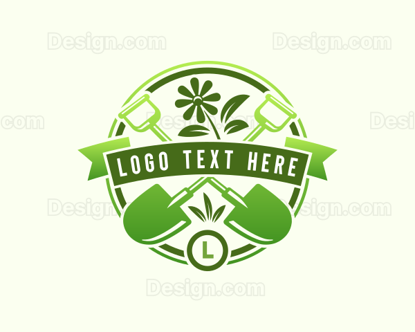 Flower Shovel Gardening Logo