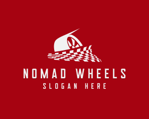 Car Wheel Racing Flag logo design