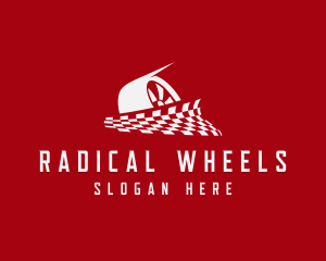 Car Wheel Racing Flag logo design