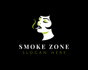 Woman Smoking Weed logo design