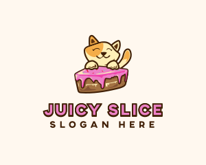 Cat Cake Slice logo design