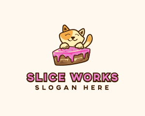 Cat Cake Slice logo design