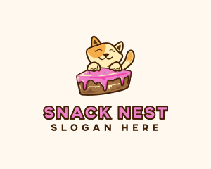 Cat Cake Slice logo design