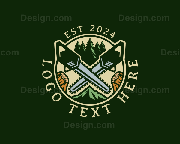 Tree Cutting Chainsaw Logo