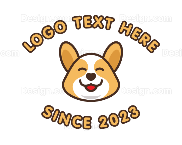 Happy Corgi Puppy Logo