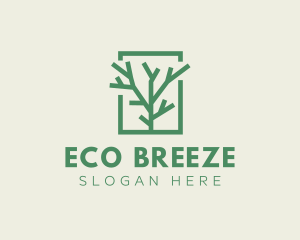 Green Eco Tree Branch logo design