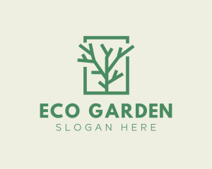 Green Eco Tree Branch logo design