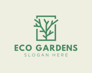 Green Eco Tree Branch logo design