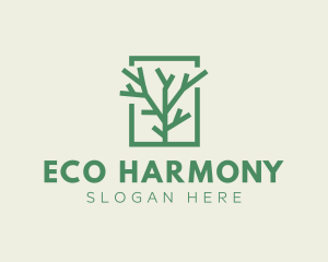 Green Eco Tree Branch logo design