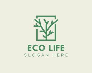 Green Eco Tree Branch logo design