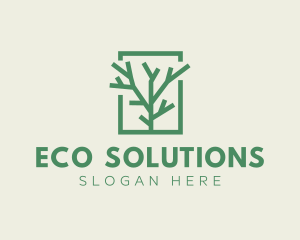 Green Eco Tree Branch logo design