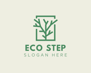 Green Eco Tree Branch logo design