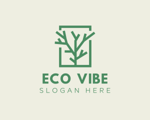 Green Eco Tree Branch logo design