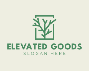 Green Eco Tree Branch logo design