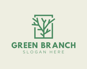 Green Eco Tree Branch logo