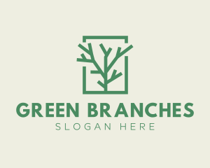 Green Eco Tree Branch logo design