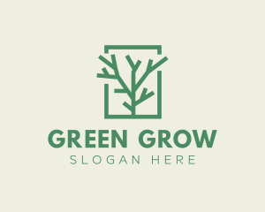 Green Eco Tree Branch logo design