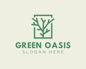 Green Eco Tree Branch logo design