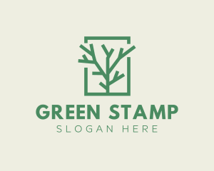 Green Eco Tree Branch logo design