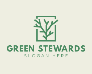 Green Eco Tree Branch logo design