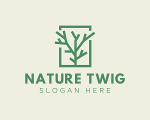 Green Eco Tree Branch logo design