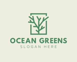 Green Eco Tree Branch logo design