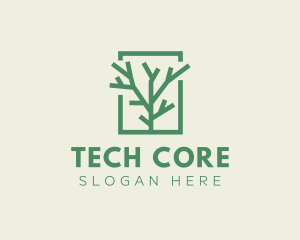 Green Eco Tree Branch logo design