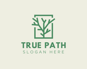 Green Eco Tree Branch logo design