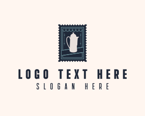 Tea House Kettle Stamp Logo