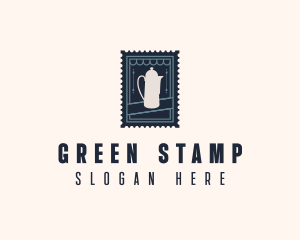 Tea House Kettle Stamp logo design