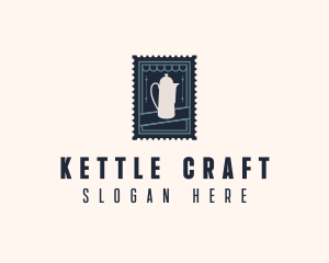 Tea House Kettle Stamp logo design